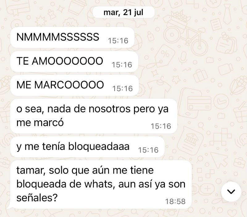 Captura de WhatsApp que muestra las primeras señales de contacto