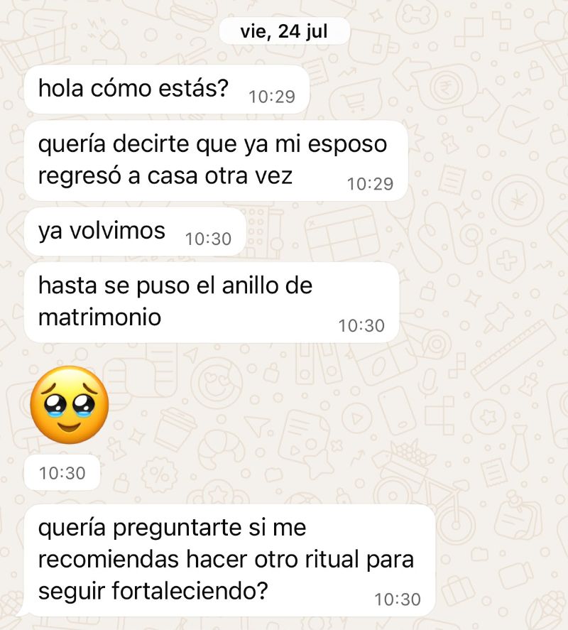 Captura de la conversación con el resultado de la reconciliación